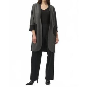 NEW JOSEPH RIBKOFF open front long sleeve cover up in grey melange/black
